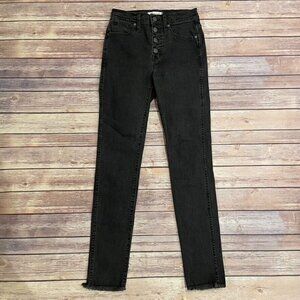 Madewell 10 Inch High Rise Skinny Jeans Berkeley Black Button Front